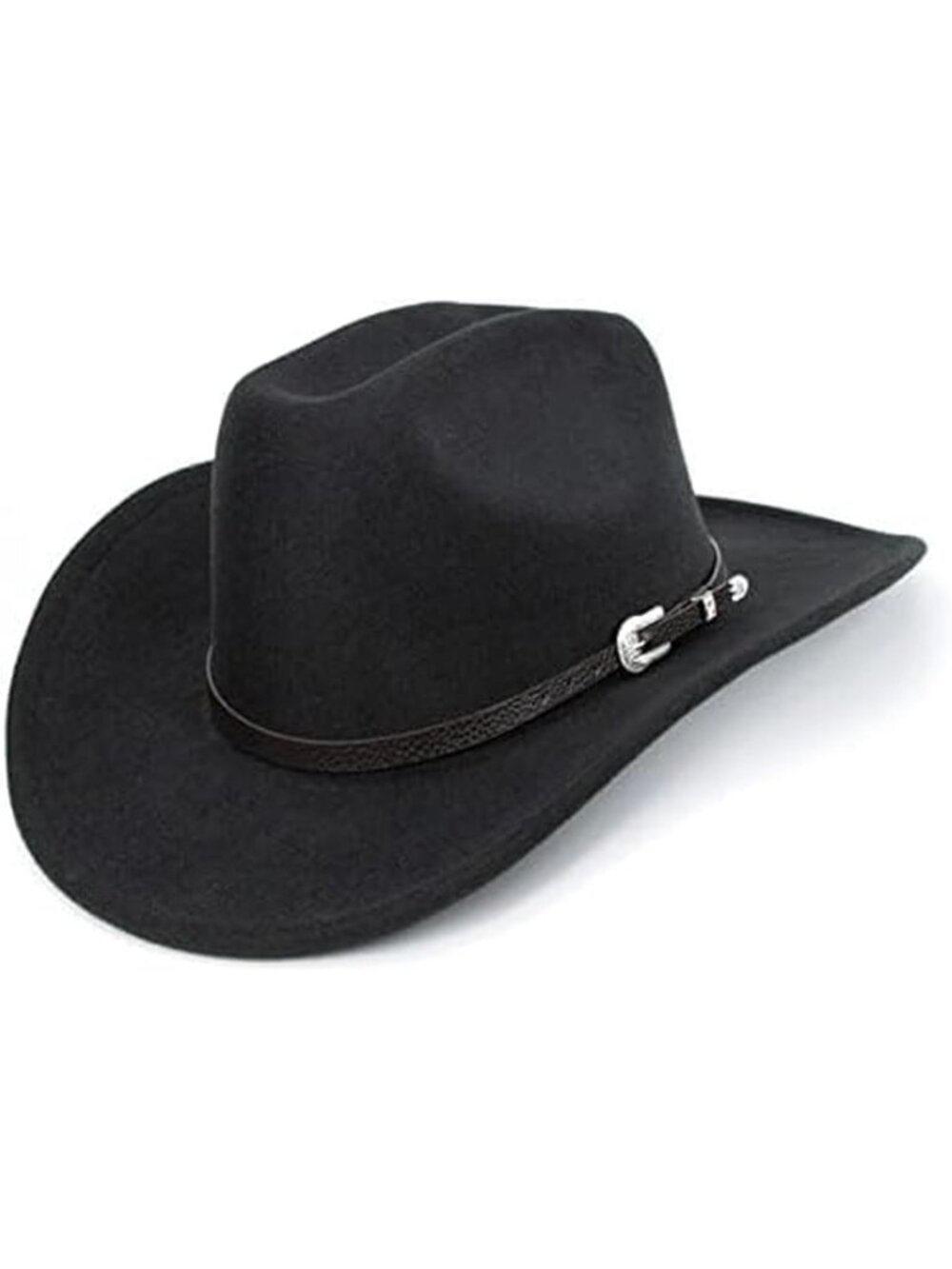 Men's Black Buckle Classic Roll Up Fedora Hat with Buckle Belt Size S-M